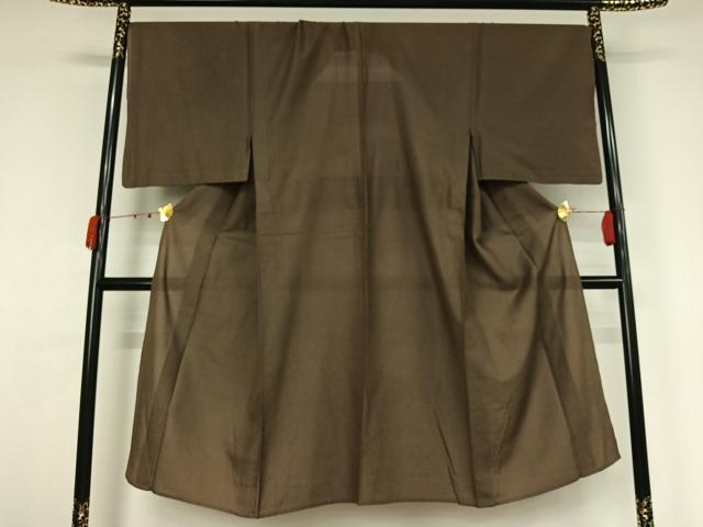 平和屋着物▽男性 お召 単衣 媚茶色 正絹 逸品 AABJ6008jh