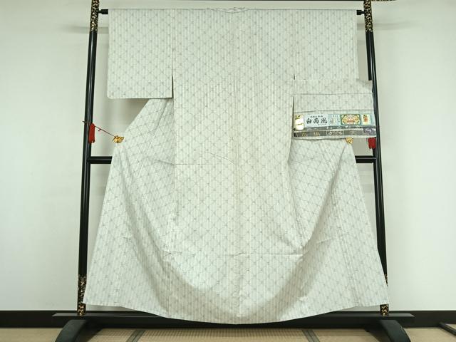 平和屋着物▽伝統工芸士 紫峰 本場大島紬 白大島 単衣 白南風 星砂絣 やまと誂製 むらなか謹製 証紙付き 正絹 逸品 AABJ6014jh