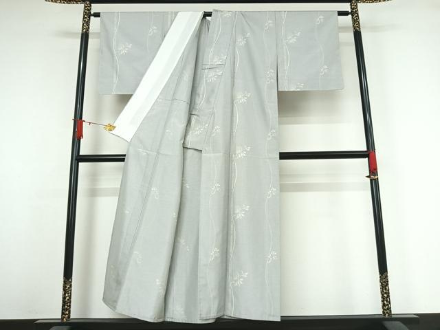 平和屋着物▽本場大島紬 白大島 単衣 草花文 正絹 逸品 AABJ6018jh