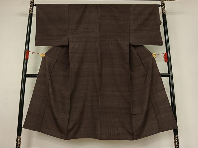 平和屋着物▽男性 単衣 葡萄鼠色 正絹 逸品 AABJ6022jh