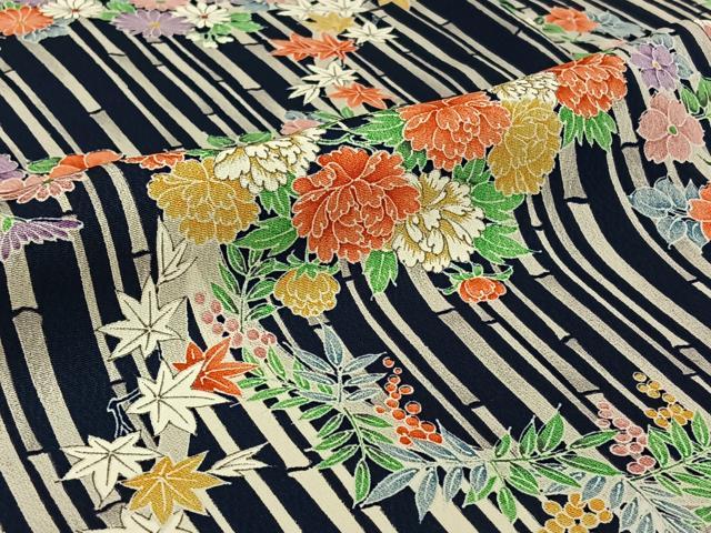 平和屋着物▽上質な小紋 単衣 草花文 正絹 逸品 AABJ6023jh