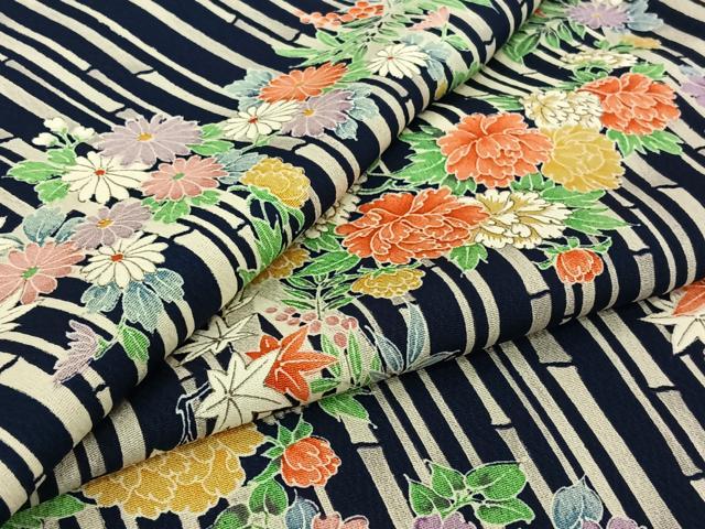 平和屋着物▽上質な小紋 単衣 草花文 正絹 逸品 AABJ6023jh