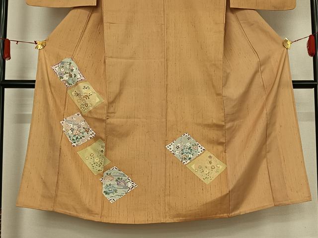 平和屋着物▽訪問着 単衣 紬地 友禅 吉祥花文 金彩 正絹 逸品 AABJ6034jh