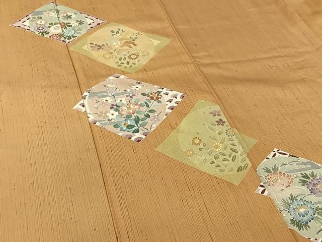 平和屋着物▽訪問着 単衣 紬地 友禅 吉祥花文 金彩 正絹 逸品 AABJ6034jh