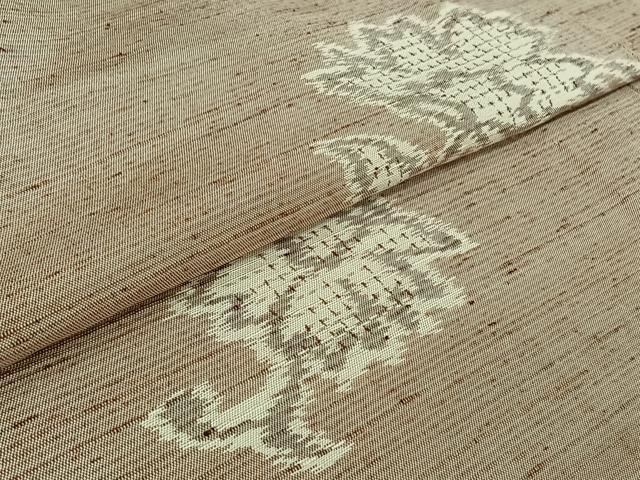 平和屋着物▽上質な紬 単衣 花唐草文 正絹 逸品 AABJ6035jh