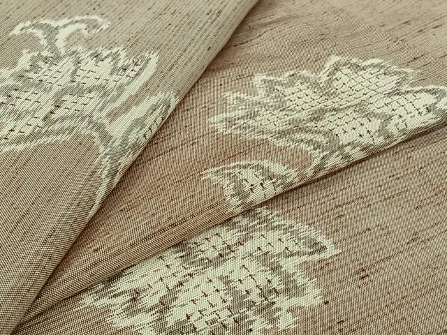 平和屋着物▽上質な紬 単衣 花唐草文 正絹 逸品 AABJ6035jh