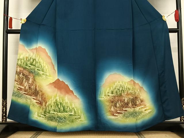 平和屋着物▽訪問着 単衣 風景文 暈し染め 正絹 逸品 AABJ6039jh