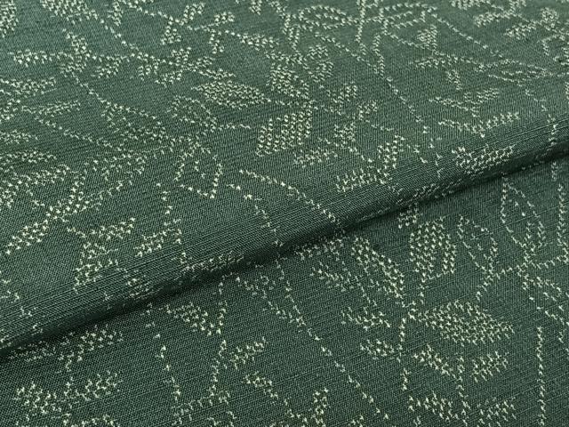 平和屋着物▽上質な紬 単衣 草葉文 正絹 逸品 AABJ6043jh