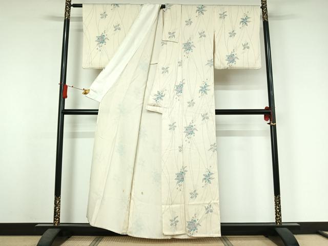 平和屋着物▽上質な小紋 単衣 草花文 正絹 逸品 AABJ6054jh
