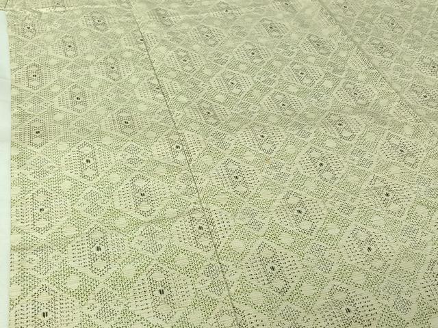 平和屋着物▽上質な紬 単衣 幾何学文様 正絹 逸品 AABJ6059jh