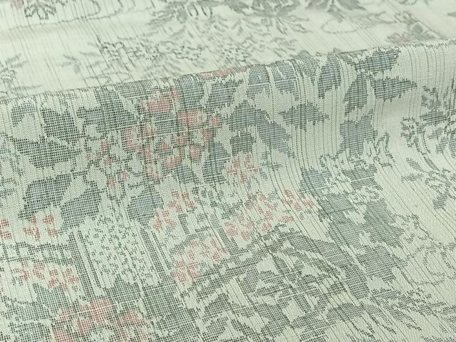 平和屋着物▽上質な紬 単衣 流水花車文 正絹 逸品 AABJ6060jh