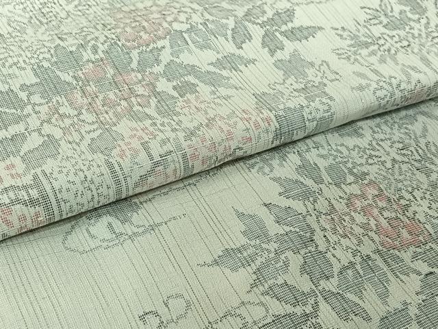 平和屋着物▽上質な紬 単衣 流水花車文 正絹 逸品 AABJ6060jh