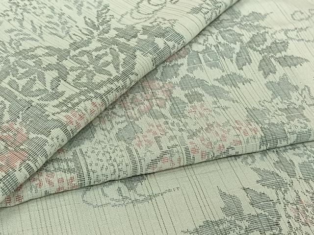 平和屋着物▽上質な紬 単衣 流水花車文 正絹 逸品 AABJ6060jh