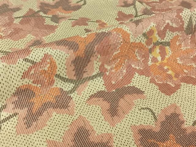 平和屋着物▽上質な紬 単衣 枝葉文 正絹 逸品 AABJ6061jh