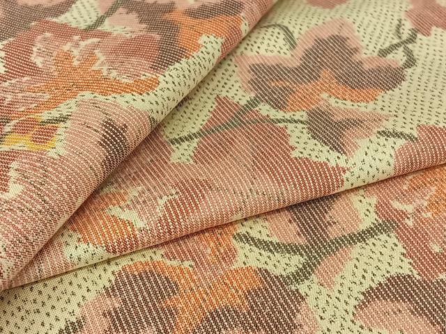 平和屋着物▽上質な紬 単衣 枝葉文 正絹 逸品 AABJ6061jh