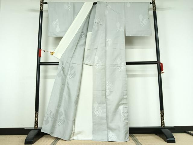 平和屋着物▽お召 単衣 陶器花文 正絹 逸品 AABJ6062jh