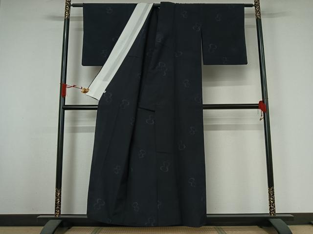 平和屋着物▽本塩沢 単衣 110亀甲 瓢箪 正絹 逸品 AABJ6066jh