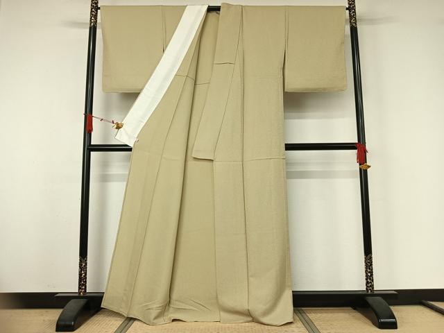 平和屋着物▽上質な色無地 単衣 紋意匠 蒸栗色 正絹 逸品 未使用 AABJ6072jh