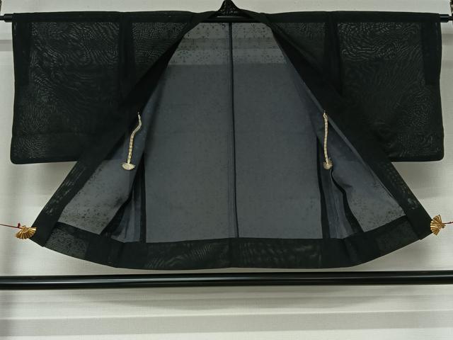 平和屋着物▽羽織 スリーシーズン 春夏秋 塵除け 草花文 黒地 正絹 逸品 AABJ6076jh