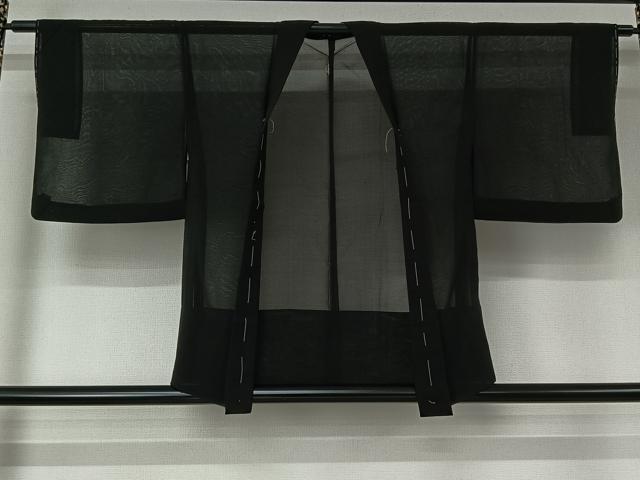 平和屋着物▽羽織 スリーシーズン 春夏秋 塵除け 黒地 正絹 逸品 AABJ6080jh