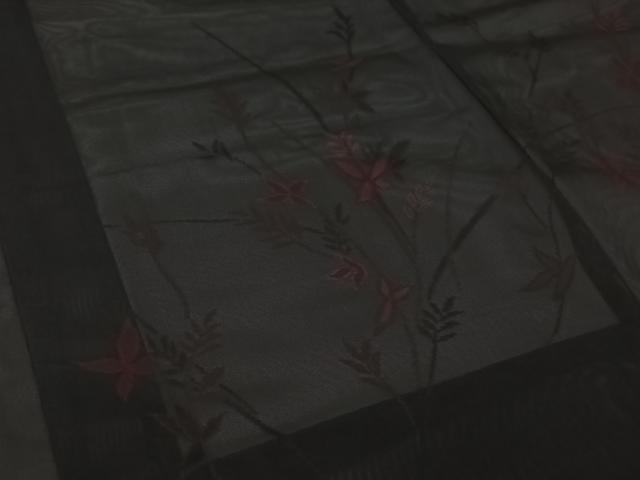 平和屋着物▽羽織 スリーシーズン 春夏秋 塵除け 草花文 羽織紐:赤珊瑚 正絹 逸品 AABJ6082jh