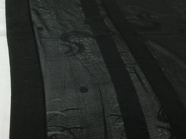 平和屋着物▽羽織 スリーシーズン 春夏秋 塵除け 流水芝文 黒地 正絹 逸品 AABJ6086jh