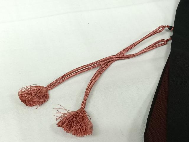 平和屋着物▽羽織 スリーシーズン 春夏秋 塵除け 草葉文 黒地 正絹 逸品 AABJ6095jh