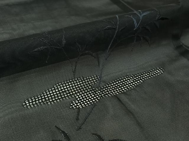 平和屋着物▽羽織 スリーシーズン 春夏秋 塵除け 草葉文 黒地 正絹 逸品 AABJ6101jh