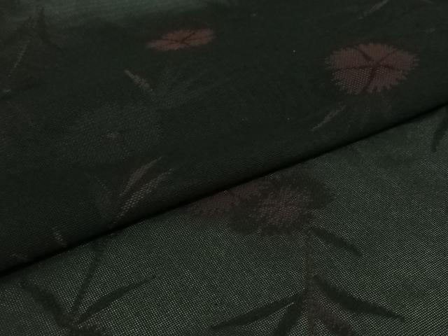平和屋着物▽羽織 スリーシーズン 春夏秋 塵除け 草花文 黒地 正絹 逸品 AABJ6106jh