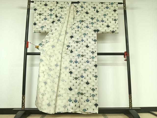 平和屋着物▽上質な小紋 単衣 花尽くし文 正絹 逸品 AABJ6113jh