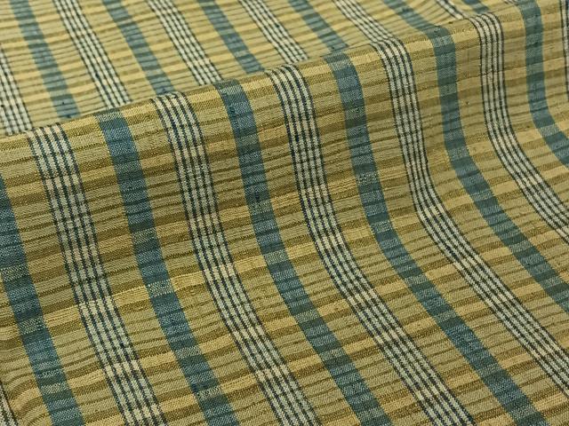 平和屋着物▽上質な紬 単衣 格子 正絹 逸品 AABJ6116jh