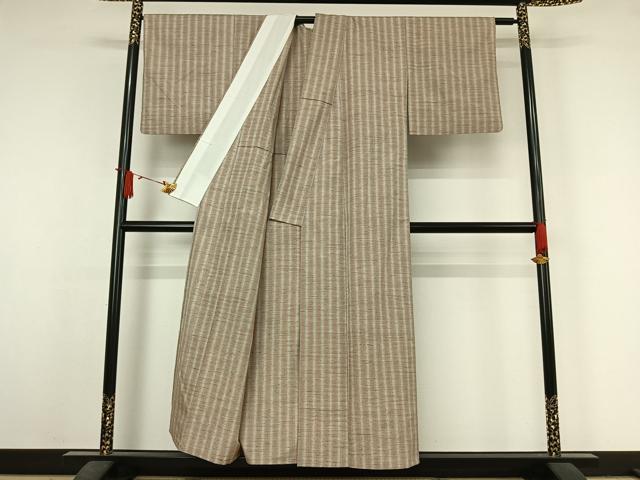 平和屋着物▽ぜんまい紬 単衣 格子 白鷹ぜんまい糸 反端付き 正絹 逸品 AABJ6123jh