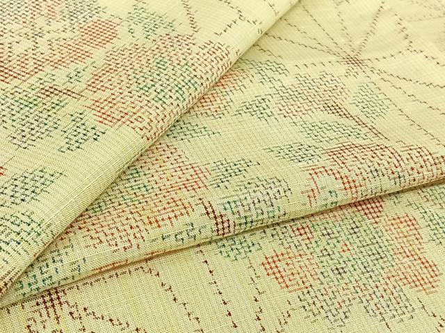 平和屋着物▽上質な紬 単衣 麻の葉文様 正絹 逸品 AABJ6124jh