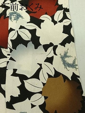 平和屋着物▽上質な小紋 単衣 草花文 黒地 正絹 逸品 AABJ6125jh