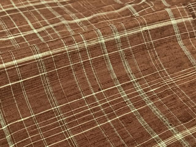 平和屋着物▽上質な紬 単衣 格子 正絹 逸品 AABJ6126jh