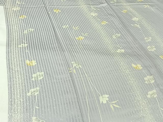 平和屋着物▽上質な小紋 単衣 草花文 正絹 逸品 AABJ6134jh