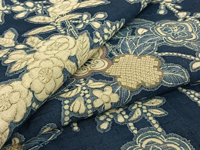 平和屋着物▽染織の名門 しょうざん 生紬 単衣 草花文 正絹 逸品 AABJ6136jh