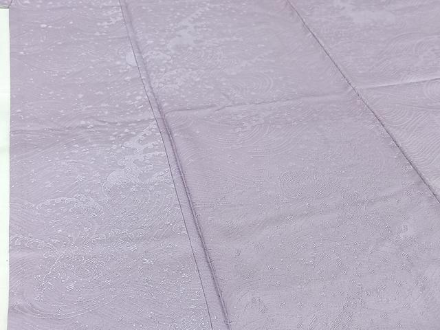 平和屋着物▽上質な色無地 単衣 立波地紋 白藤色 正絹 逸品 AABJ6140jh