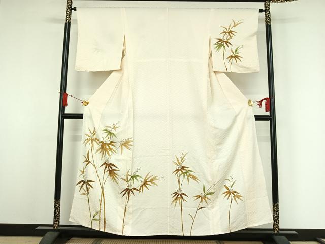 平和屋着物▽訪問着 単衣 笹竹文 金彩 正絹 逸品 AABJ6141jh