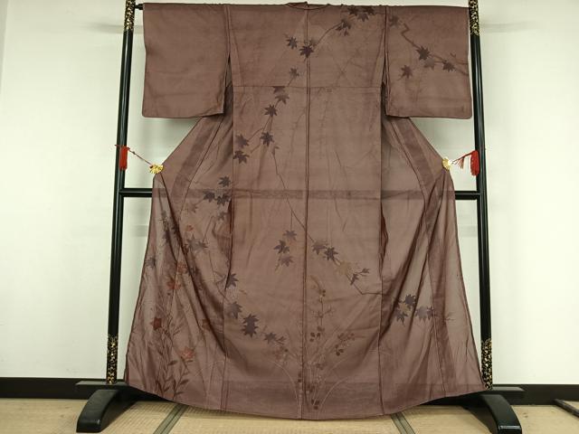 平和屋着物▽訪問着 無双 紗袷 紗×紗 草花文 金彩 正絹 逸品 AABJ6147jh