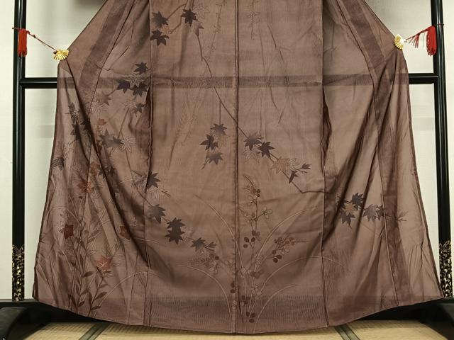 平和屋着物▽訪問着 無双 紗袷 紗×紗 草花文 金彩 正絹 逸品 AABJ6147jh