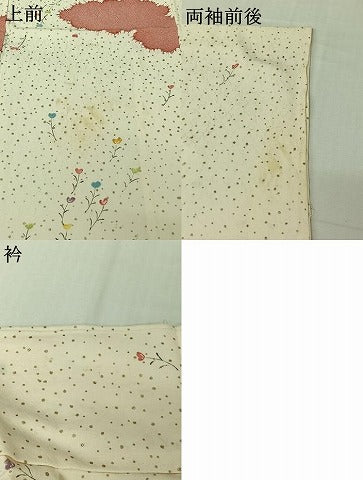 平和屋着物▽上質な小紋 単衣 草花文 金彩 正絹 逸品 AABJ6148jh