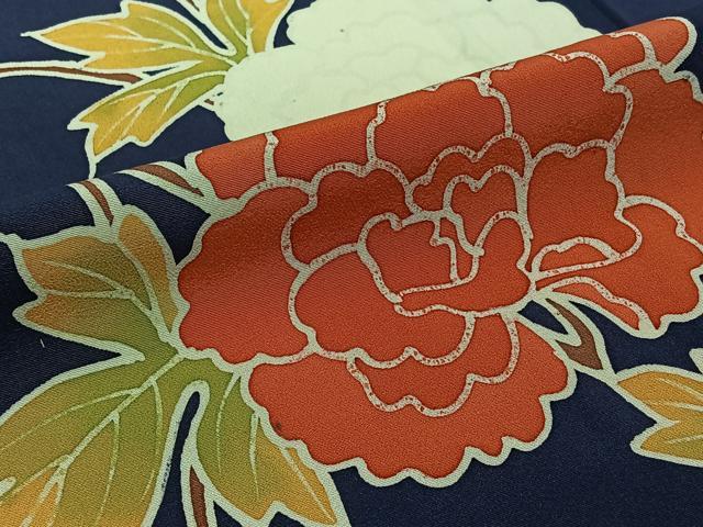平和屋着物▽上質な小紋 単衣 枝花文 正絹 逸品 AABJ6152jh