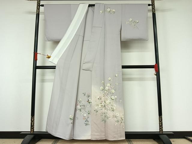 平和屋着物▽訪問着 単衣 草花文 金彩 正絹 逸品 AABJ6158jh