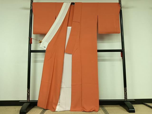 平和屋着物▽上質な色無地 単衣 肉桂色 高島屋扱い 正絹 逸品 AABJ6159jh