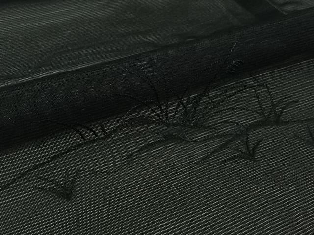 平和屋着物▽羽織 スリーシーズン 春夏秋 塵除け 草花文 黒地 未使用 AABJ6160jh