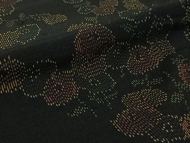 平和屋着物▽上質な紬 単衣 草花文 正絹 逸品 AABJ6161jh
