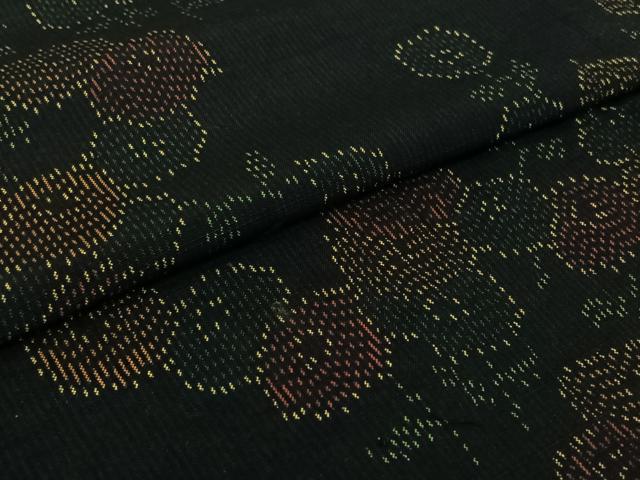 平和屋着物▽上質な紬 単衣 草花文 正絹 逸品 AABJ6161jh