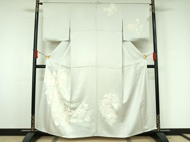 平和屋着物▽訪問着 単衣 熨斗花文 正絹 逸品 AABJ6163jh