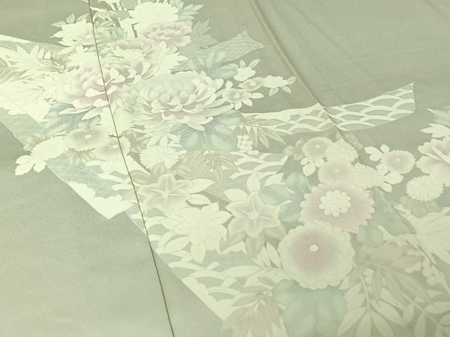 平和屋着物▽訪問着 単衣 熨斗花文 正絹 逸品 AABJ6163jh